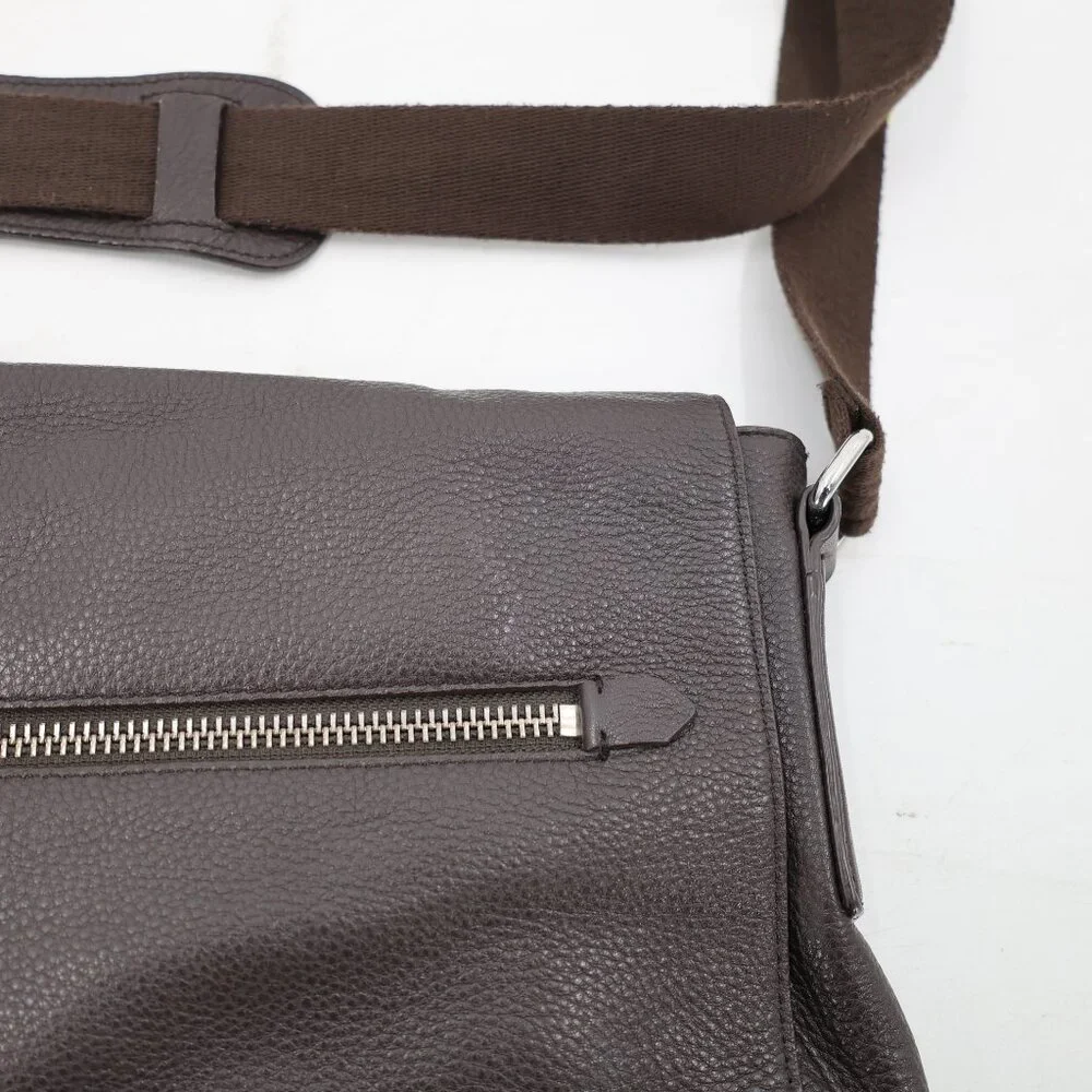 Banana Republic Messenger Bag Mens One Size Greyson Cow Leather Brown strap